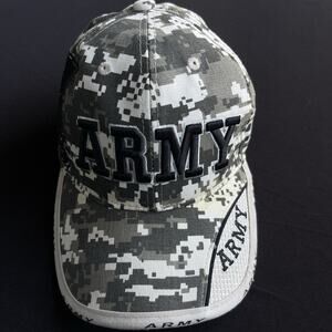 US Army Strapback Hat Digi Camo Adjustable Brown Military Star Logo‎ Cotton